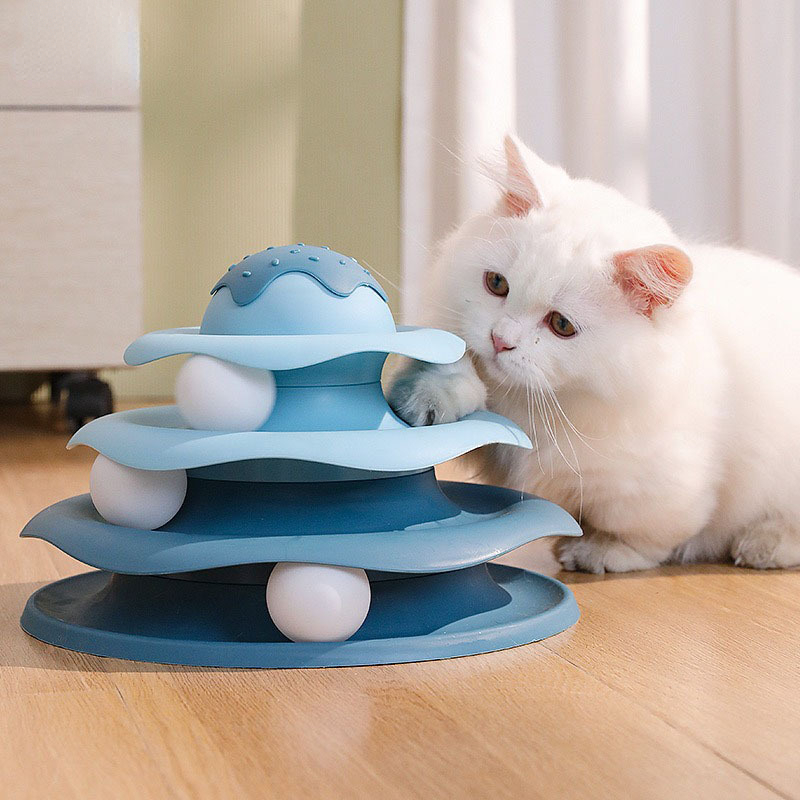 Cat Tunnel Toy - Ball Spinning Cat Toy Rotating Slide