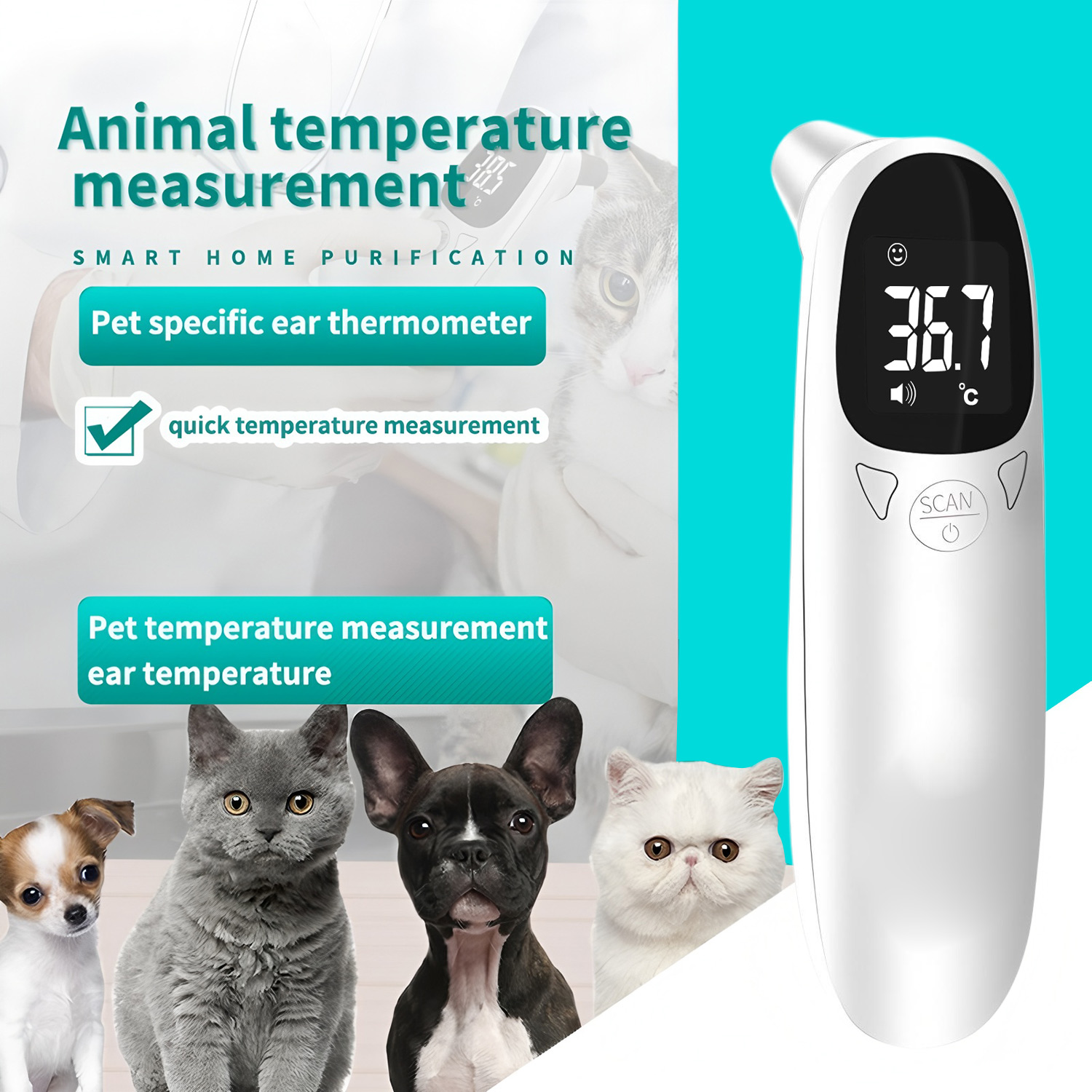 Pet Supplies Direct - Pet Ear Digital Thermometer Non-Contact Electronic