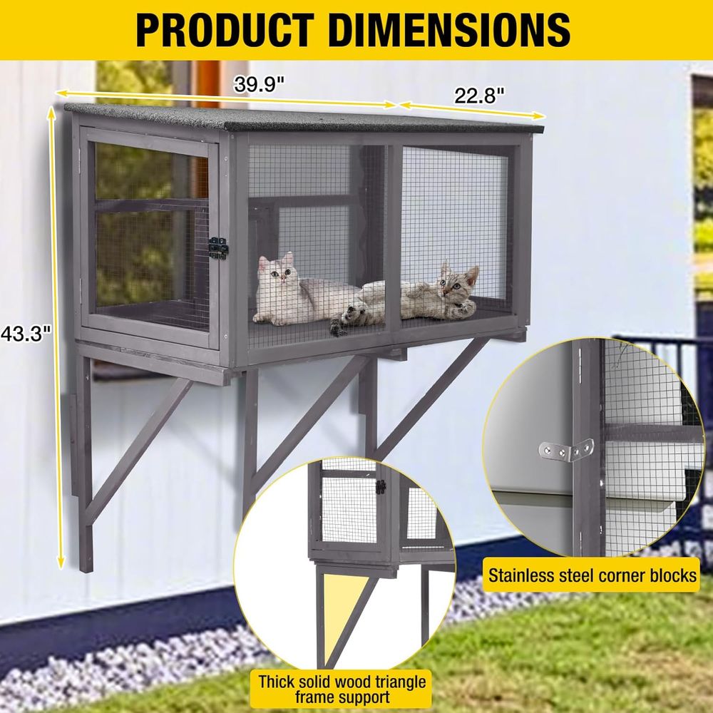 Outdoor Cat Enclosure with Wea - Cat Window Perch recension och pris