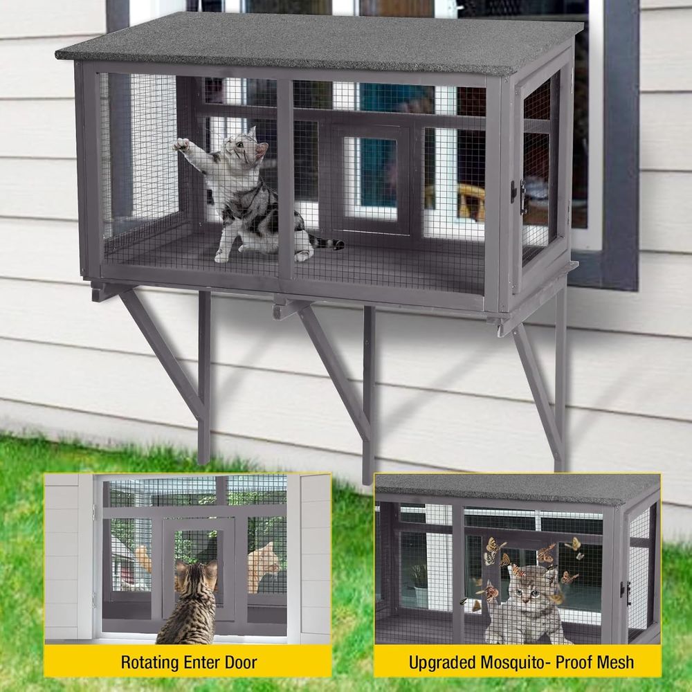 Outdoor Cat Enclosure with Wea - Cat Window Perch recension och pris