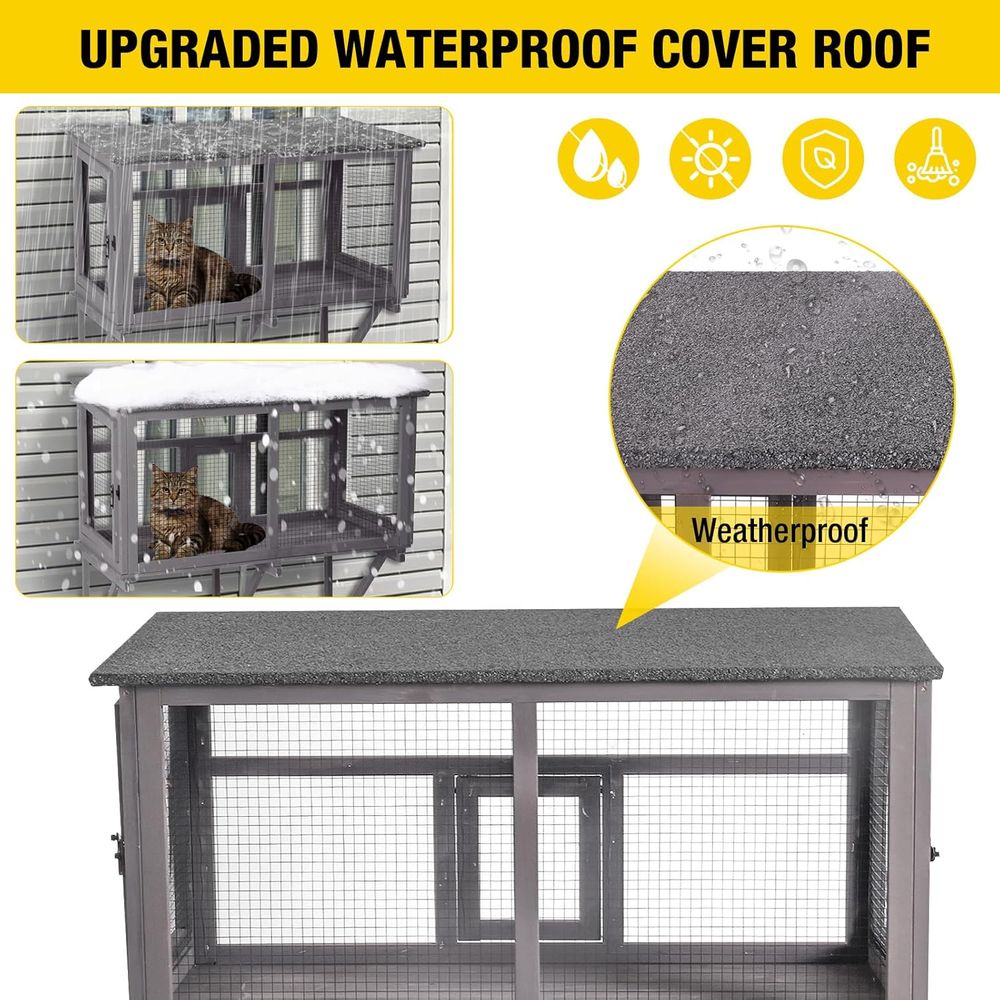 Outdoor Cat Enclosure with Wea - Cat Window Perch recension och pris