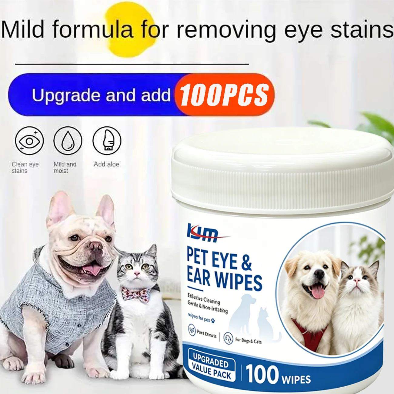KJM 100pcs Pet Eye And Ear Wip - Pet Ear Cleaner recension och pris